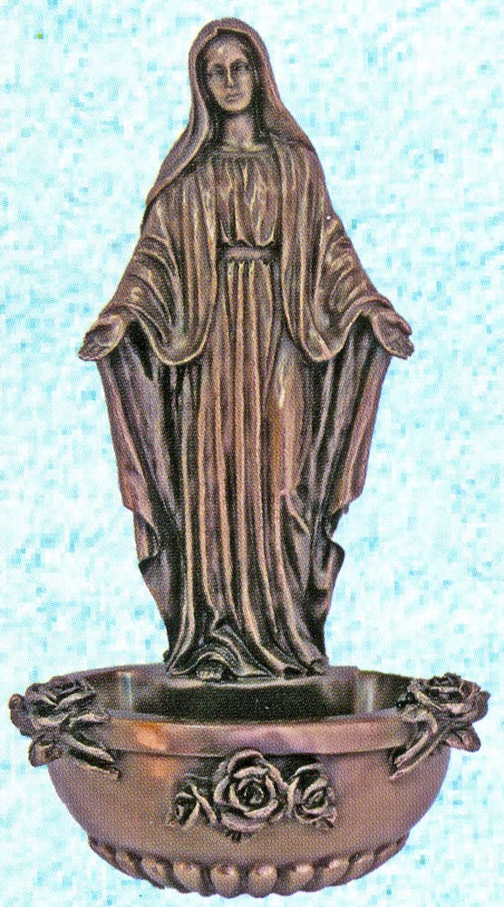Our Lady of Grace Font, Resin, 7.5", Bronzed, 97190