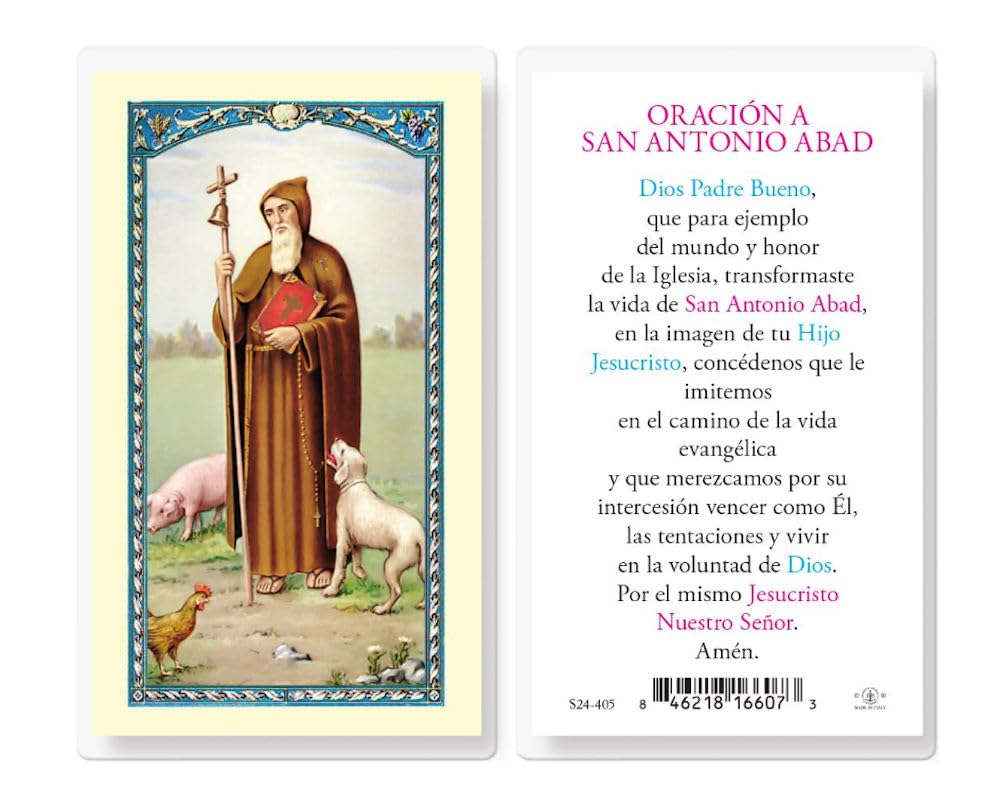 Oracion a San Antonio Abad, Estampas Sagradas Laminadas, Paquete de 25, #2804
