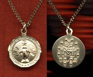Sml Miraculous Medal 9/16" in 14kt Gold Filled, Your Choice of Chain # 3170