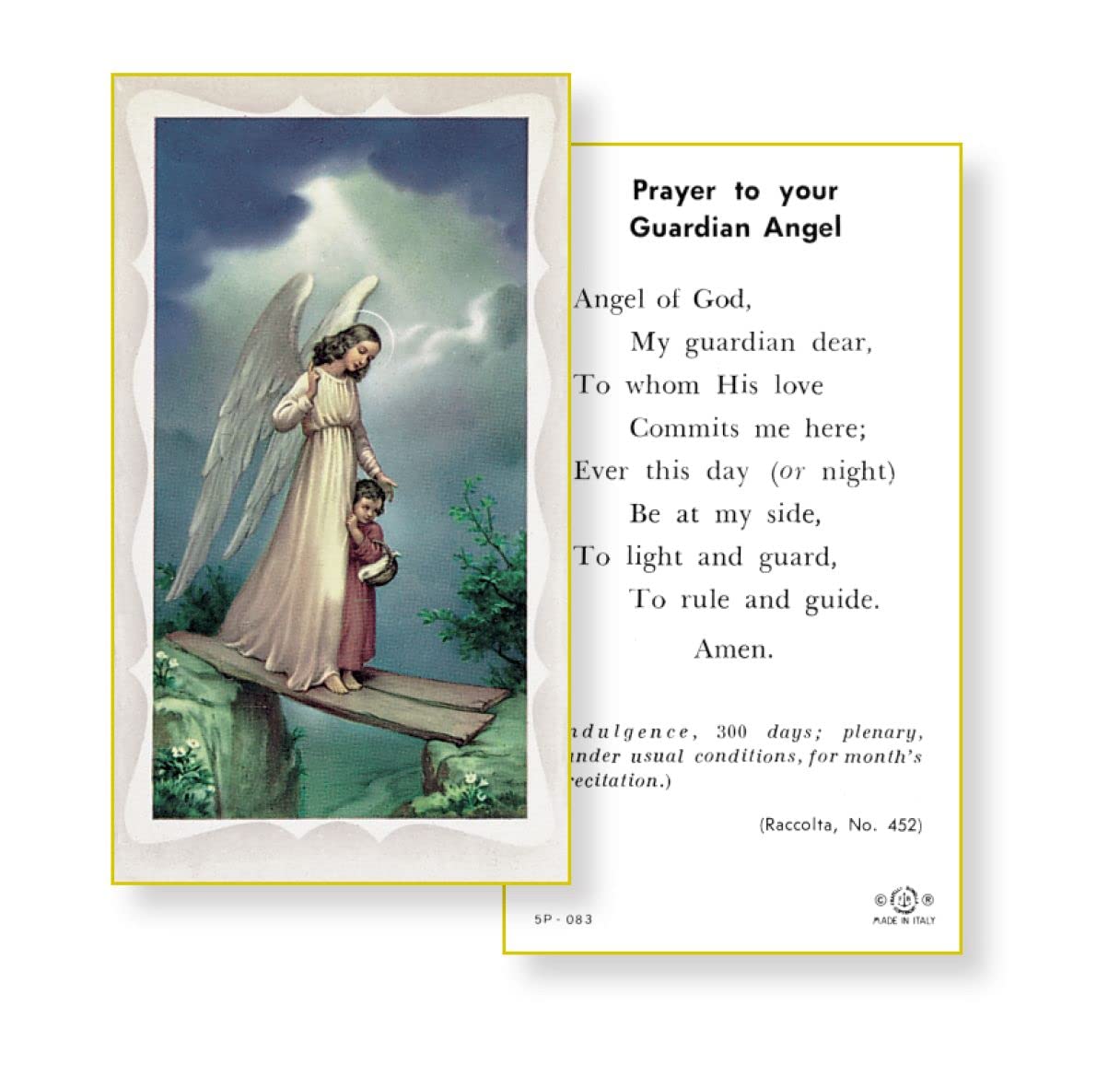 GUARDIAN ANGEL with GIRL Paper Holy Cards, 2"x4", 100-pack, # 5857