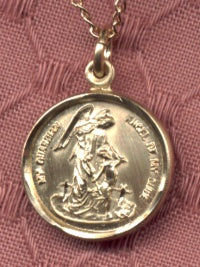 1/2" 14kt Gold Filled Guardian Angel Medal, Your Choice of Chain, # 3184
