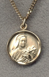 St. Theresa Medal 1/2 In. 14kt Gold Filled, Your Choice of Chain, # 3192