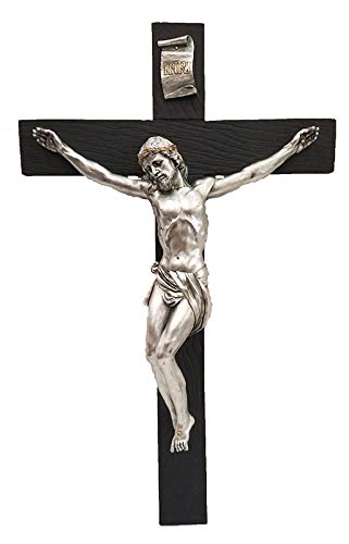 17" Veronese Black Cross with Pewter Finished Corpus, # 1361