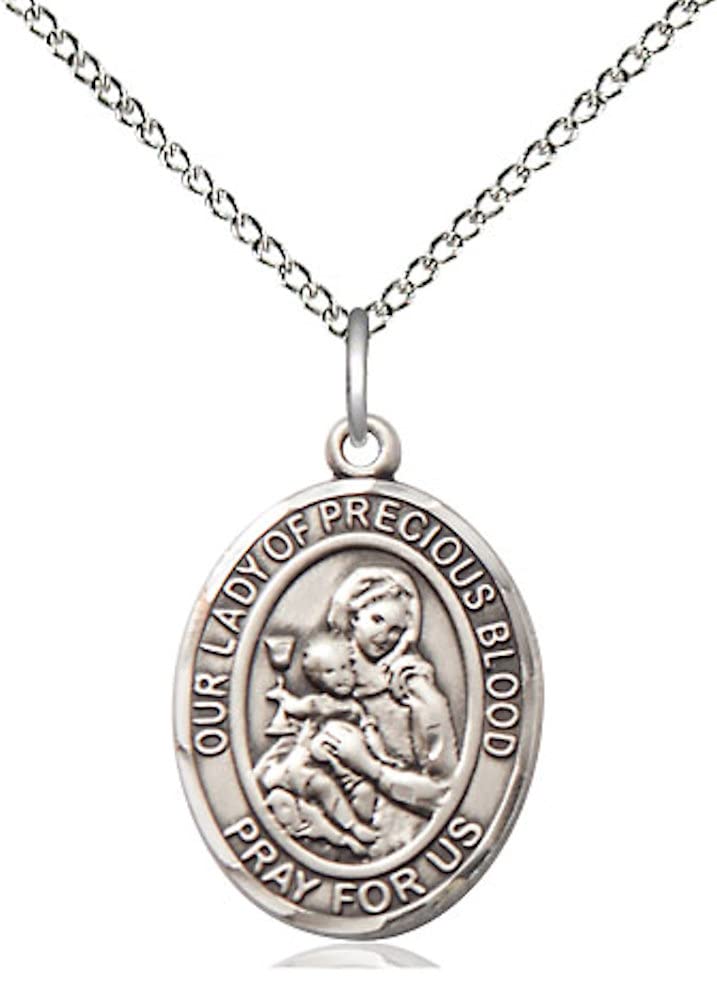 Our Lady of the Precious Blood Medal in Fine Pewter, 3/4" tall, Your Choice of Chain, # 5659