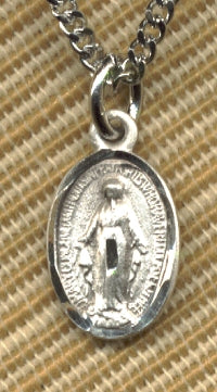 1/2" overall Miraculous Medal Sterling Silver, Your Choice of Chain # 3253