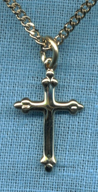5/8" Cross in 14kt Gold Filled, 18" Gold Plated Chain, your Choice of Chain # 3259