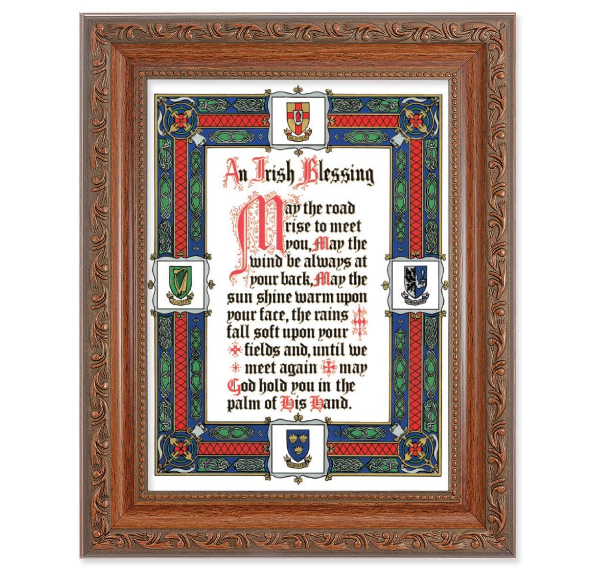 an Irish Blessing Picture, 8-1/4"x10-1/4 Mahogany Finish with Acanthus Leaf Detail Under Glass # 27854