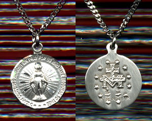 Sml Miraculous Medal 9/16" in Sterling,Your Choice of Chain # 3262