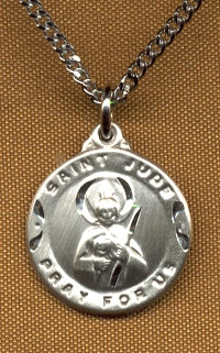 St. Jude Sterling Medal measures 9/16", Your Choice of Chain # 3263