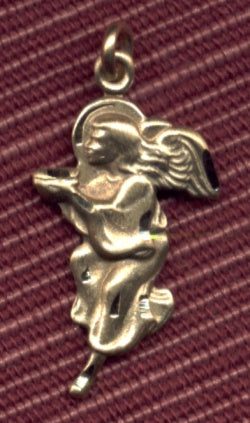 Solid 14kt Gold Angel Medal, Free Chain, # 3269