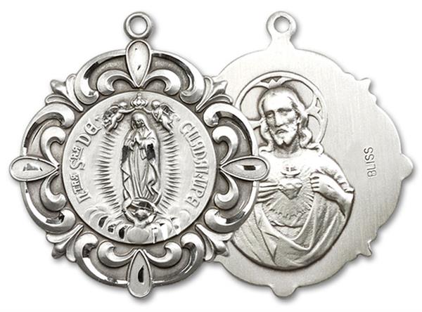Our Lady of Guadalupe / Scapular Medal in Fine Pewter, 1-1/8", Your Choice of Chain, # 3390