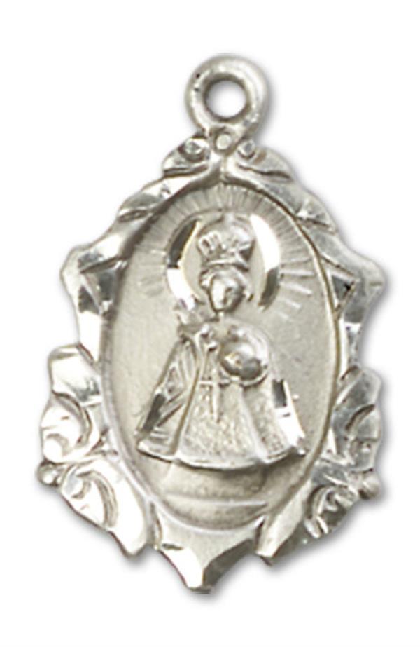 Infant of Prague Ornate Medal in Fine Pewter, 3/4", Your Choice of Chain, # 3426
