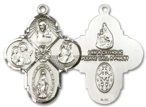 4-Way Medal in Fine Pewter, 1", Your Choice of Chain, # 3430
