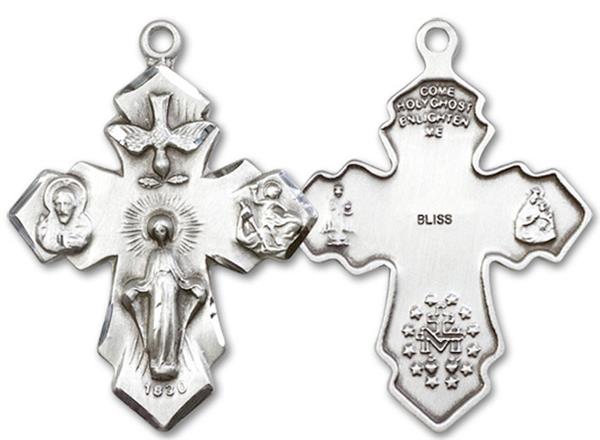 Miraculous Cross Medal in Fine Pewter, 1-1/8", Your Choice of Chain, # 3434