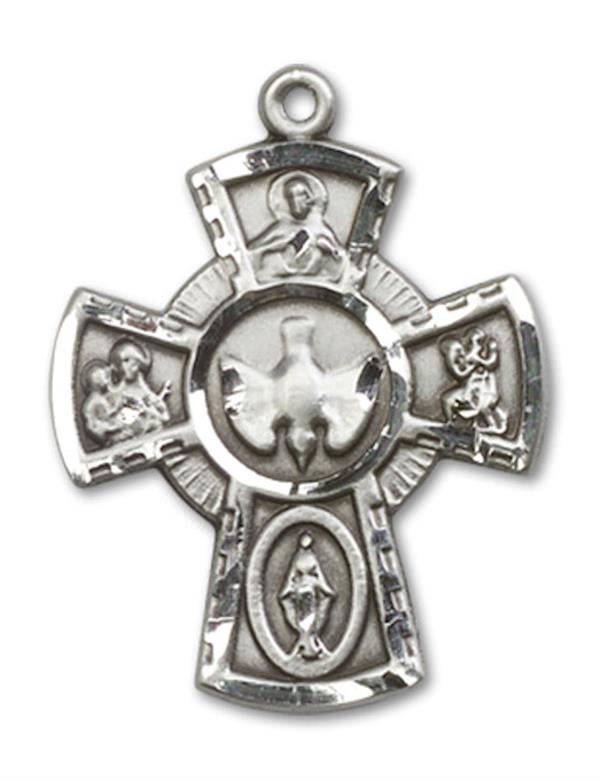 4-Way Medal in Fine Pewter, 1", Your Choice of Chain, # 3445