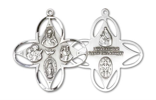 4-Way Medal in Fine Pewter, 1-3/16", Your Choice of Chain, # 3453