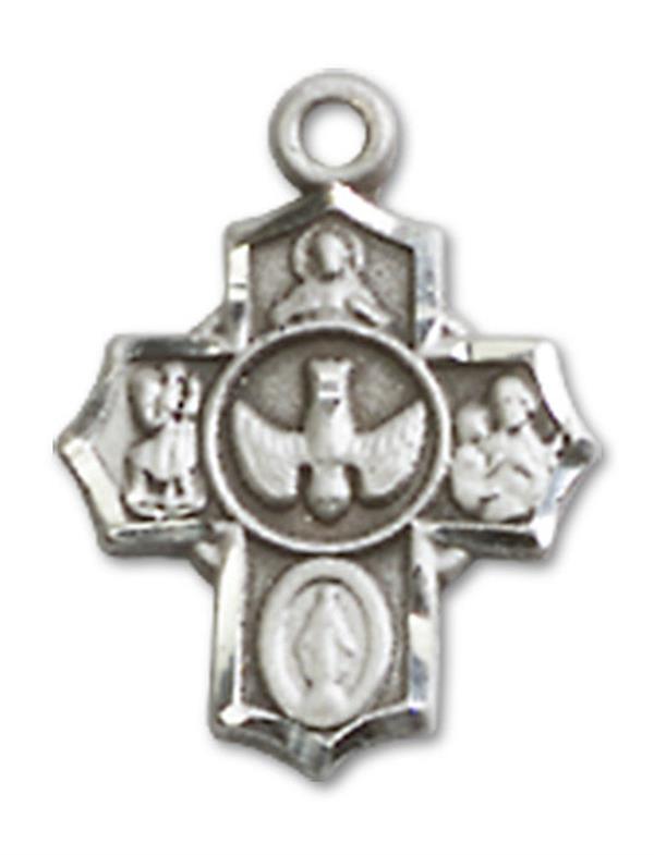 4-Way Medal in Fine Pewter, 1/2", Your Choice of Chain, # 3456