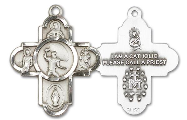 Football 5-way Medal in Fine Pewter, 1", Your Choice of Chain, # 3459