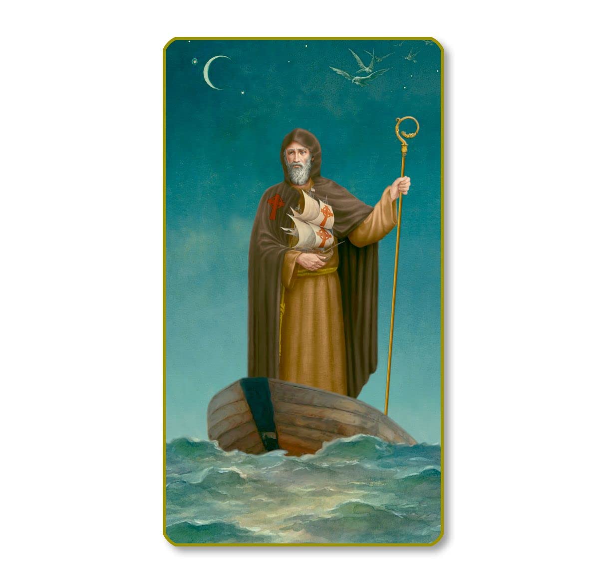 St. Brendan Italian Paper Holy Cards, 2"x4", Blank Back, 100-Pack, # 6281