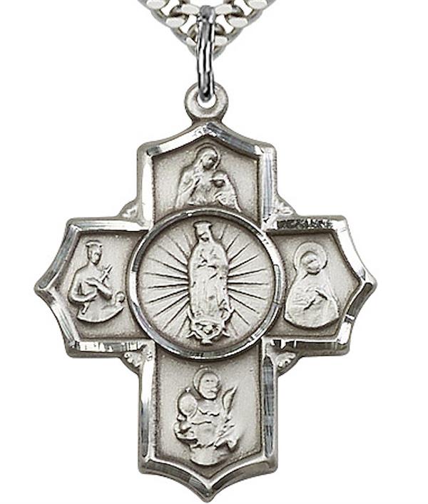 Motherhood 5-way Medal in Fine Pewter, 1-1/8", Your Choice of Chain 3509