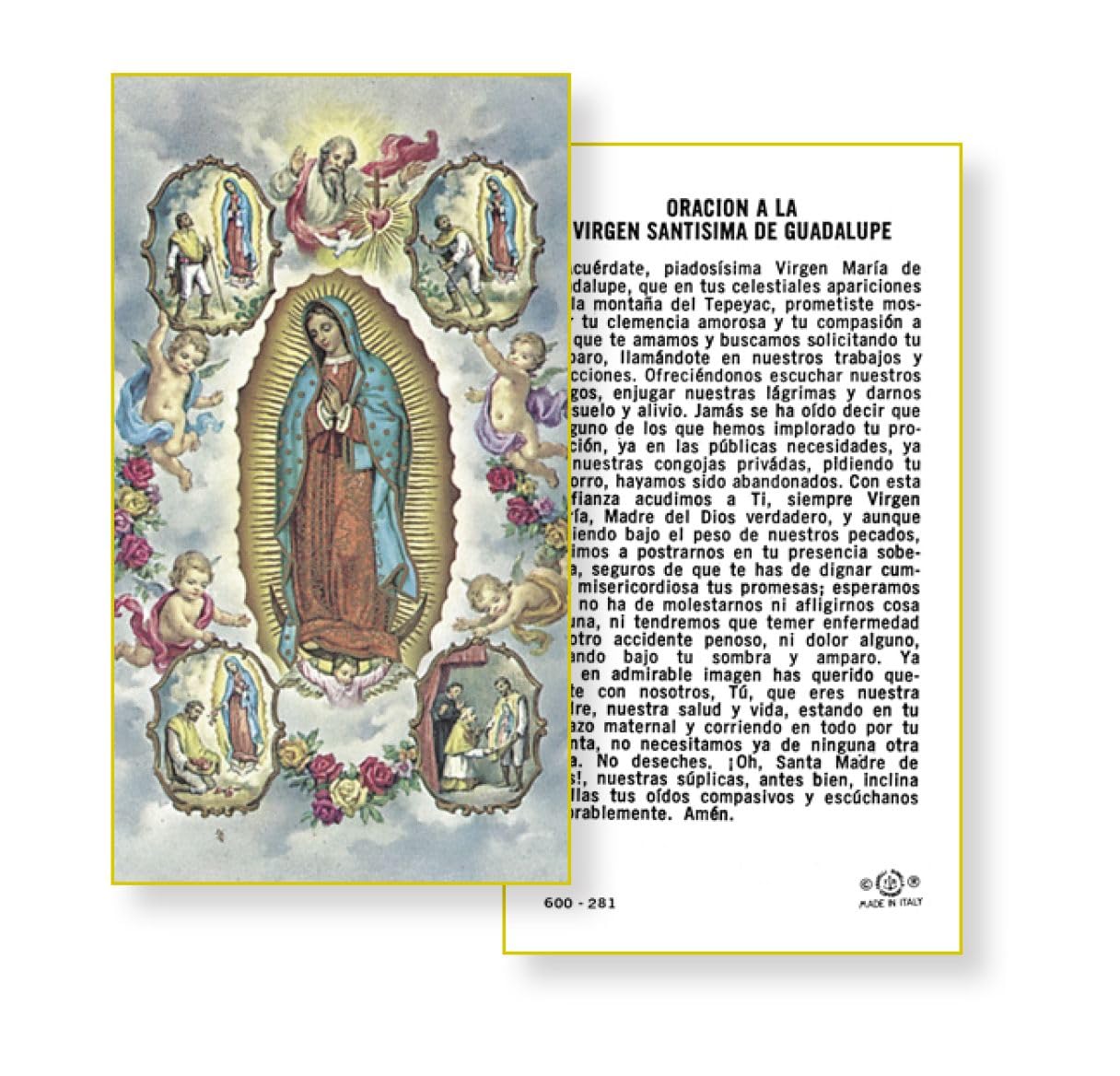 Oracion a la Virgen Santisima de Guadalupe, Paquete de 100 Estampas Sagradas de Papel, # 2989