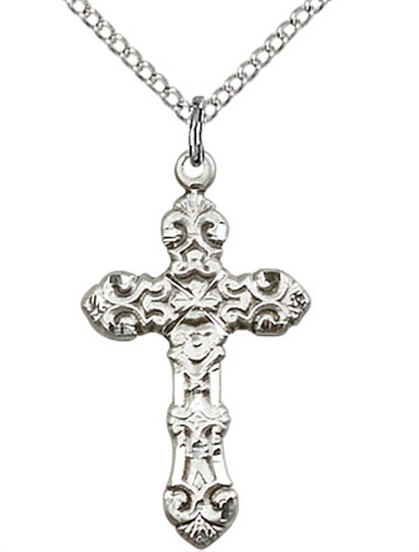 Cross Necklace in Fine Pewter, 15-16", Your Choice of Chain, # 3543