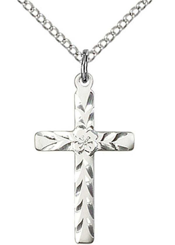 Cross Necklace in Fine Pewter, 7/8", Your Choice of Chain, # 3549