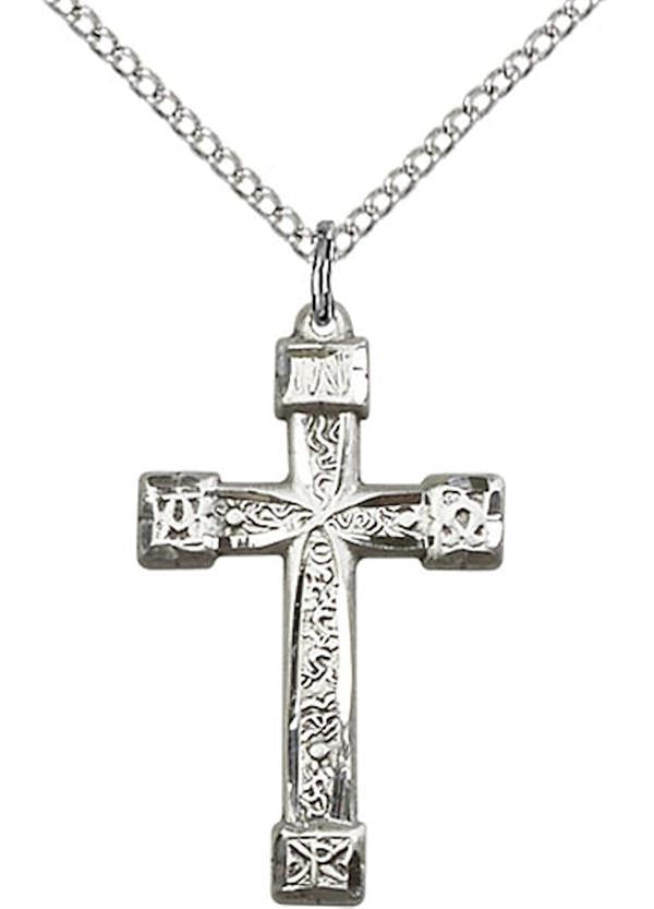Cross Necklace in Fine Pewter, 1", Your Choice of Chain, # 3567