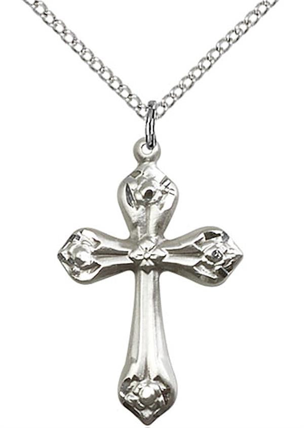 Cross Necklace in Fine Pewter, 1", Your Choice of Chain, # 3568