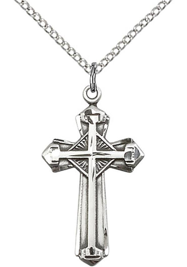 Cross Necklace in Fine Pewter, 1", Your Choice of Chain, # 3573