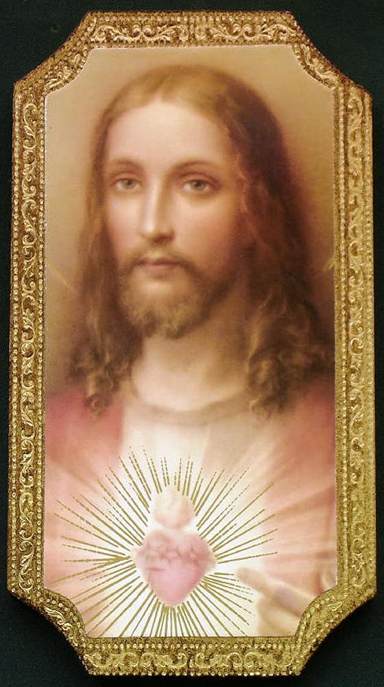 Sacred Heart of Jesus Florentine Plaque, 4.75 x 9". Made in Italy., 96455
