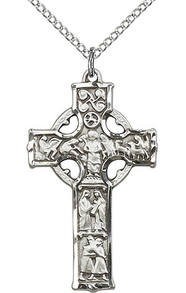 Celtic Cross Necklace in Fine Pewter, 1-1/4", Your Choice of Chain, # 3591