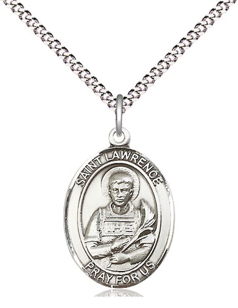 St. Lawrence Medal in Fine Pewter, 3/4" tall, Your Choice of Chain # 17122
