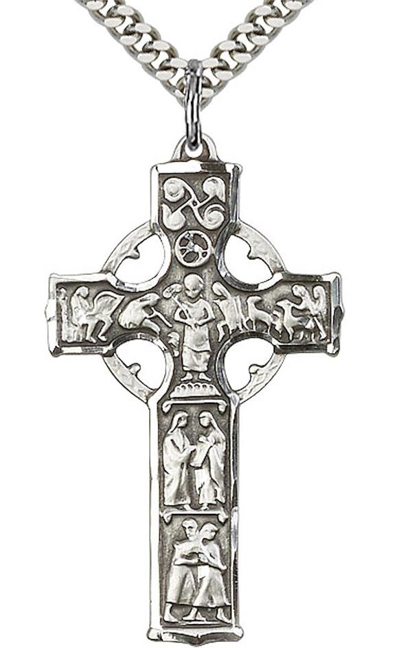 Celtic Cross Necklace in Fine Pewter, 1-1/2", Your Choice of Chain, # 3592