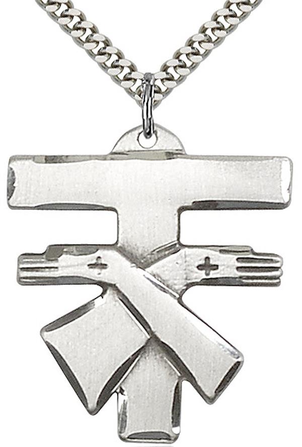 Franciscan Tau Cross Necklace in Fine Pewter, 1-1/4", Your Choice of Chain, # 3599