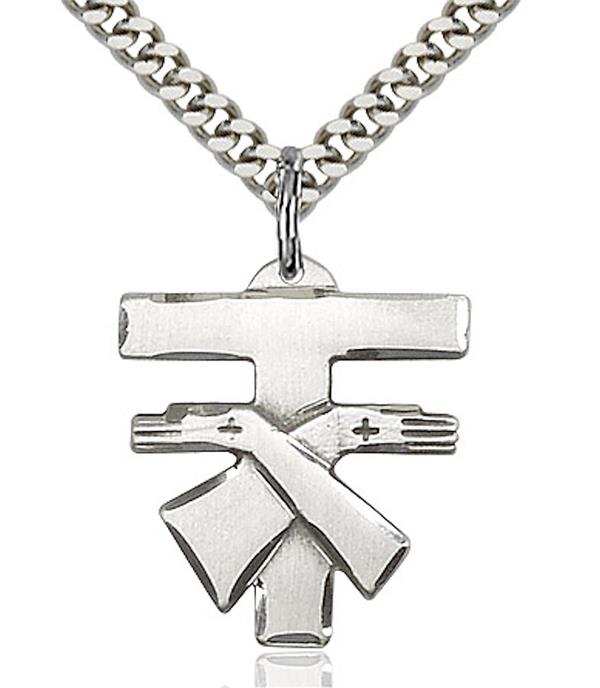 Franciscan Tau Cross Necklace in Fine Pewter, 3/4", Your Choice of Chain, # 3600