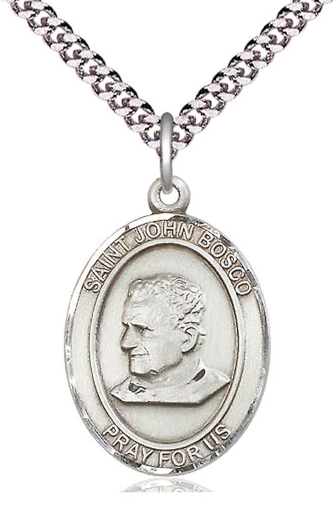 St. John Bosco Medal in Fine Pewter, 1" tall, Your Choice of Chain, # 5324