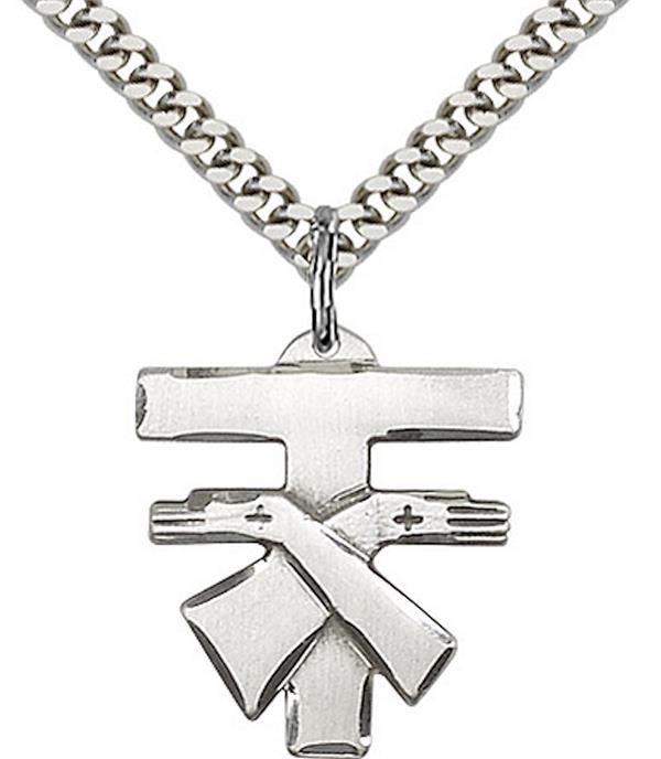 Franciscan Tau Cross Necklace in Fine Pewter, 5/8", Your Choice of Chain, # 3645