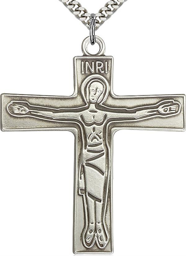 Cursillo Cross Necklace in Fine Pewter, 1-3/4", Your Choice of Chain, # 3683