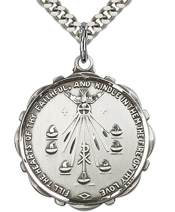 Seven Gifts Necklace in Fine Pewter, 1", Your Choice of Chain, # 3693
