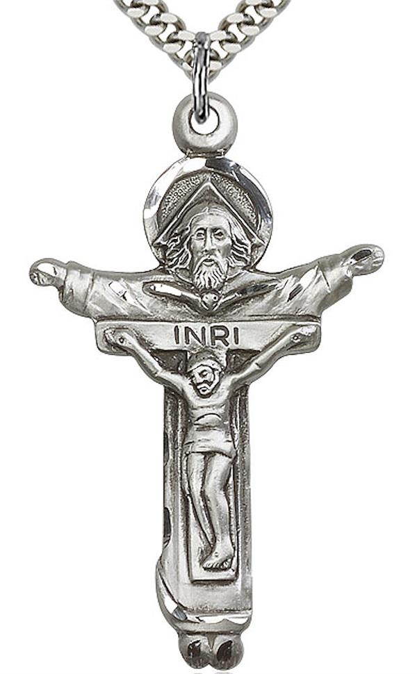 Trinity Cross Necklace in Fine Pewter, 1-5/8", Your Choice of Chain, # 3696