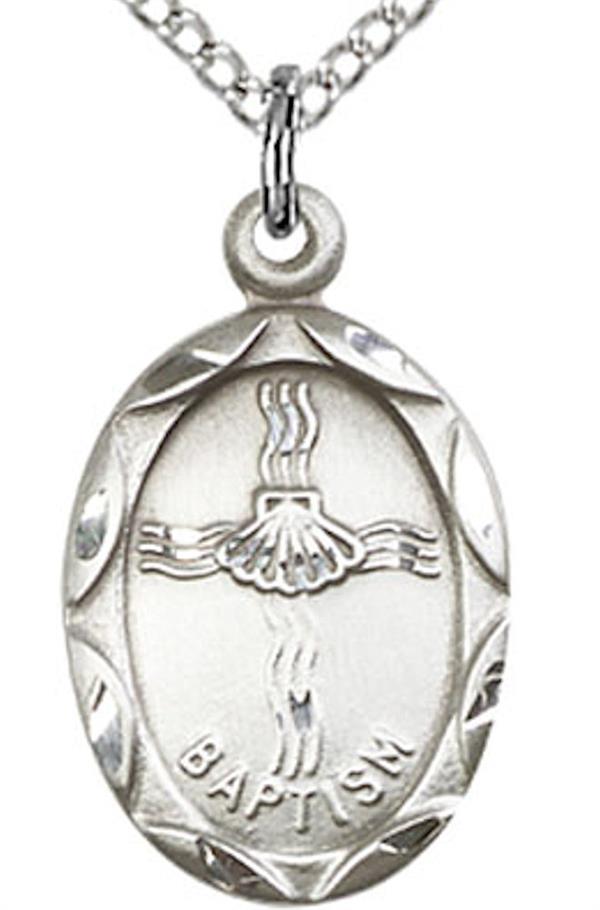 Baptism Necklace in Fine Pewter, 5/8" tall, Your Choice of Chain, # 3760