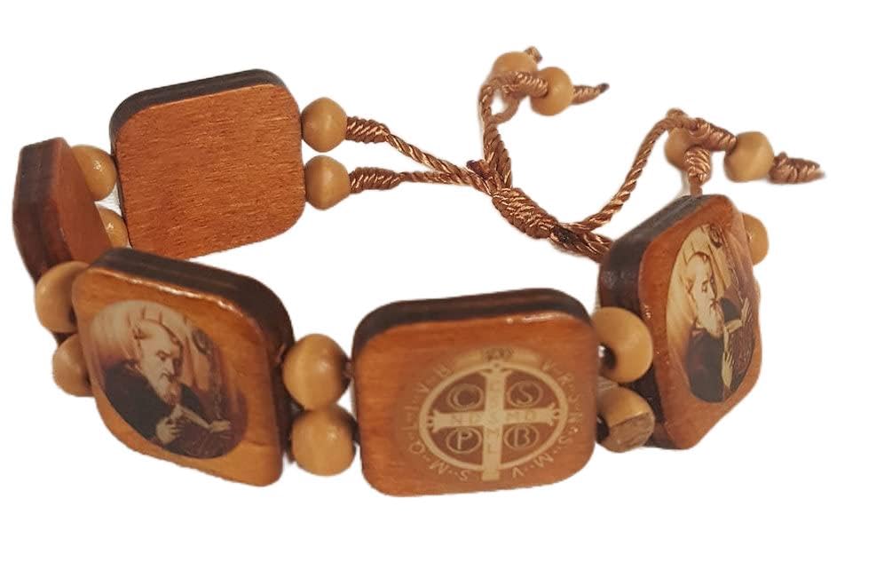 St. Benedict Bracelet, Light Wood, Adjustable, 15-Count Value Pack, # 65355