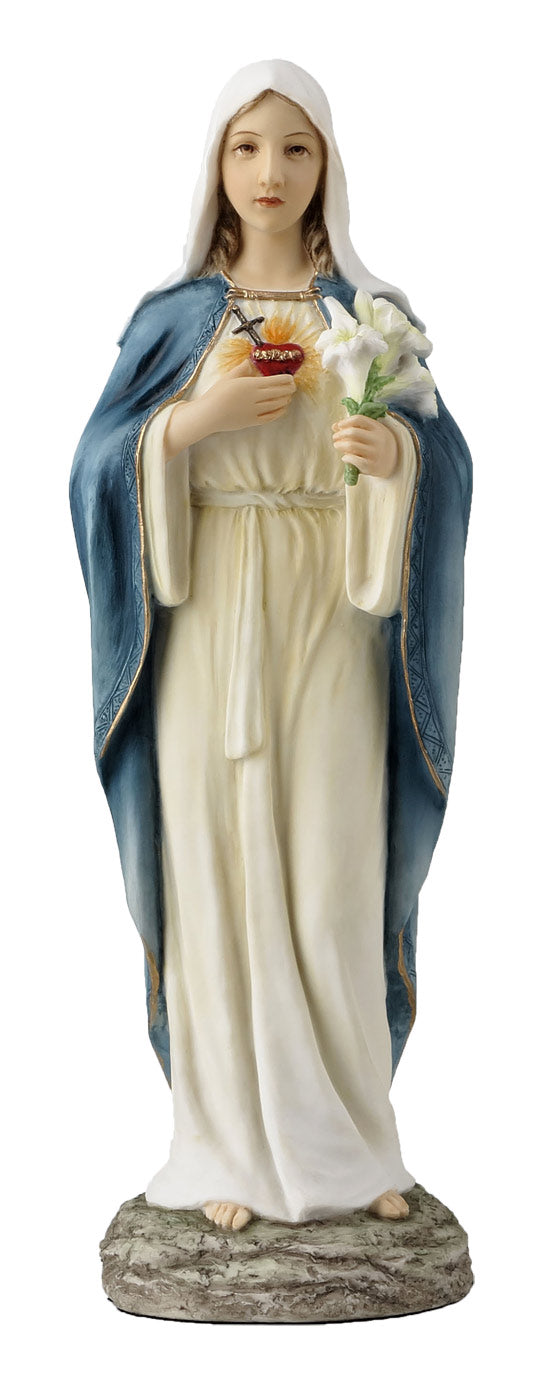 Immaculate Heart of Mary, Hand Painted Resin, 10", # 3800