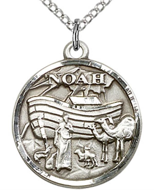 Noah's Arc Medal Necklace in Fine Pewter, 3/4", Your Choice of Chain, # 3819