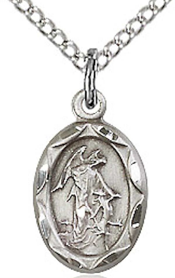 Guardian Angel Medal Necklace in Fine Pewter, 1/2", Your Choice of Chain, # 3820
