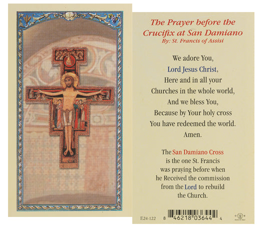 Prayer Before the Crucifix at San Damiano Laminated Holy Card, # 18318