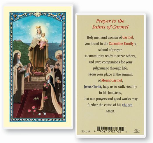 Prayer to Saints of the Carmel Laminated Holy Card, # 3945