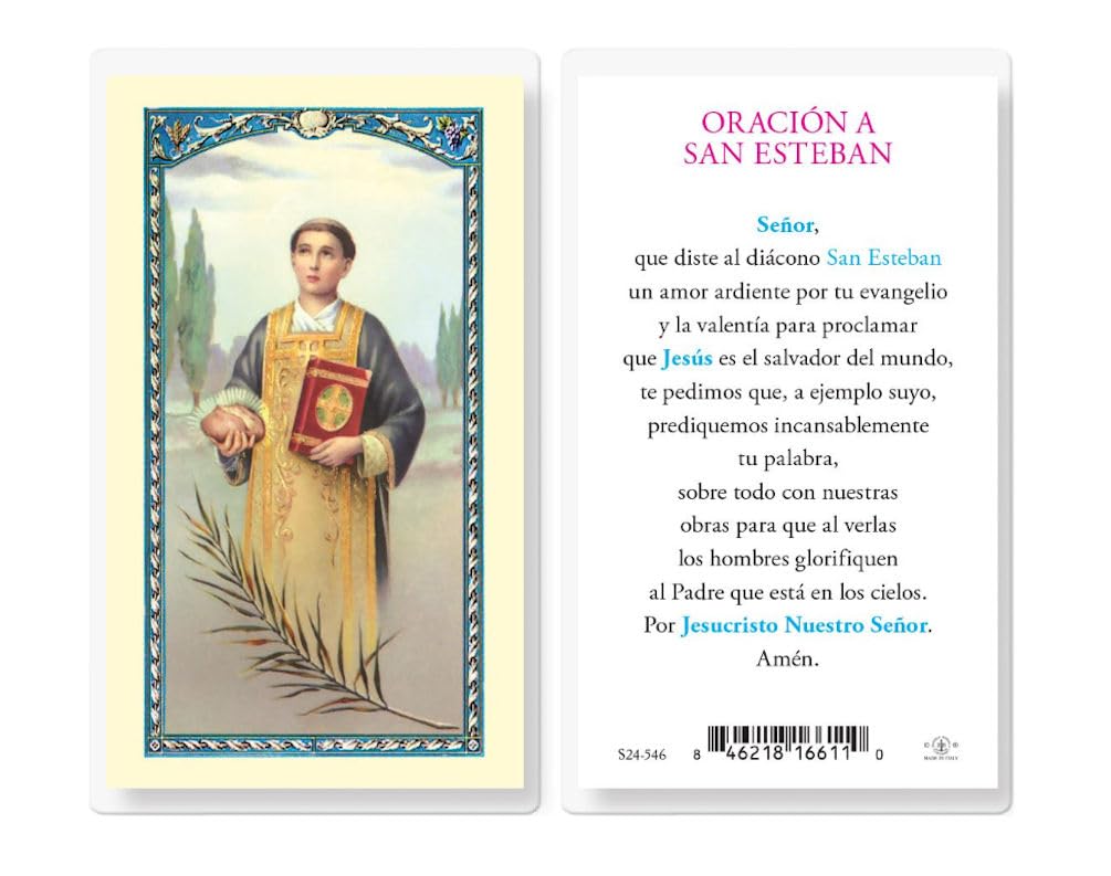 Oracion a San Esteban, Estampas Sagradas Laminadas, Paquete de 25, #2820