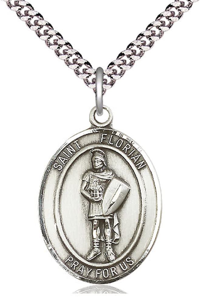 St. Florian Medal in Fine Pewter, 1" tall, Your Choice of Chain, # 5212